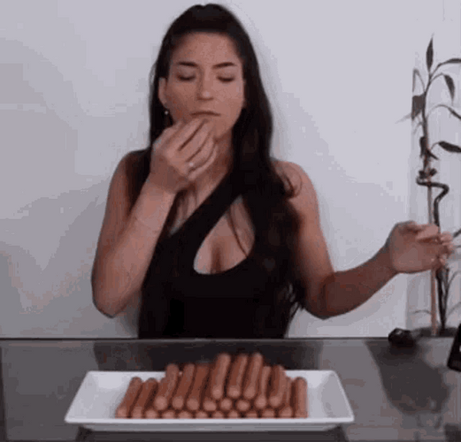 Eating Sausage Hotdog