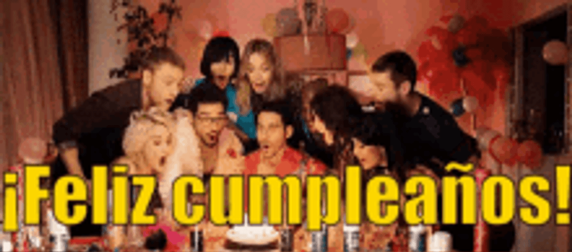 Feliz Cumpleanos Friends Blowing Cake