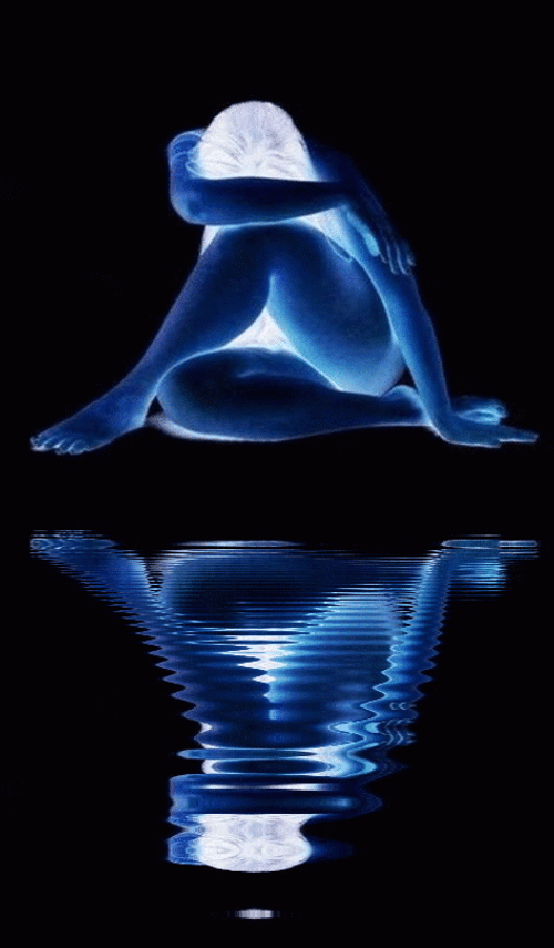 Water Reflecting Neon Girl