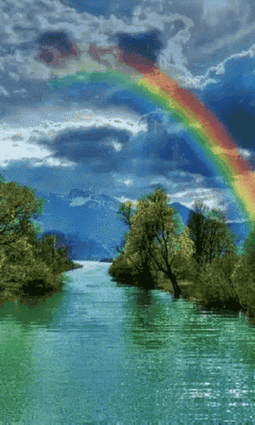 Nature&s Rainbow Over Lake