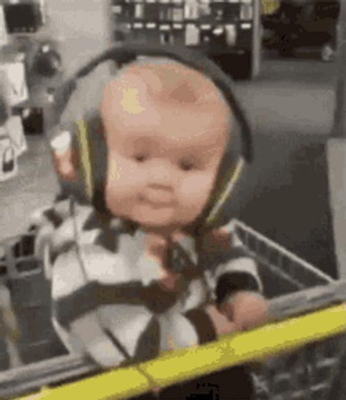 Cute Baby Listening To Music