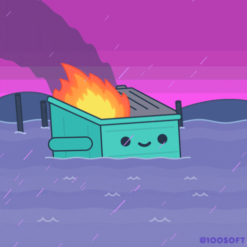 Cartoon Dumpster Fire In The Flood