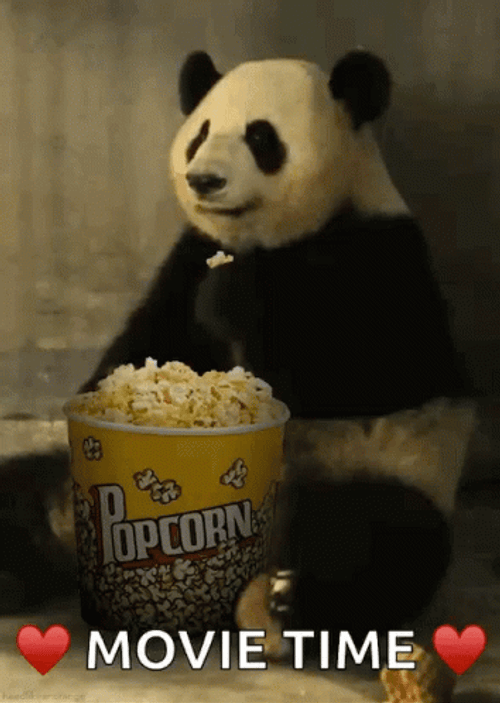 Panda Eating Popcorn Movie Time