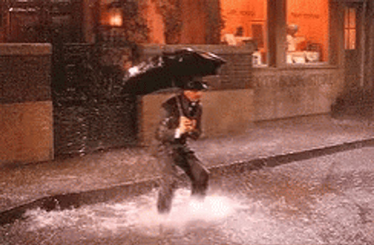 Mad Man Splashing Rain Water