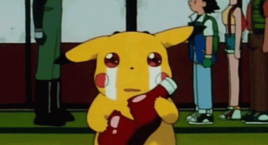 Crying Pikachu Holding Ketchup