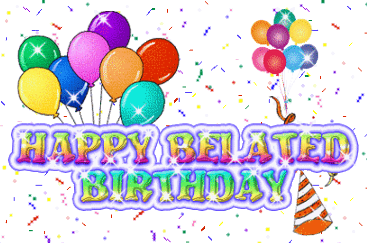 Happy Belated Birthday Balloons Confetti Sticker