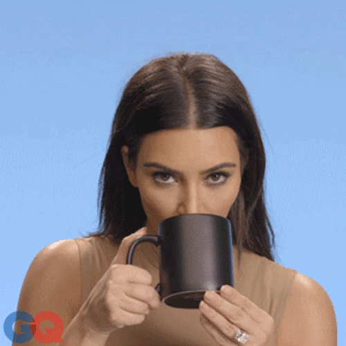 Kim Kardashian Drinking Coffee