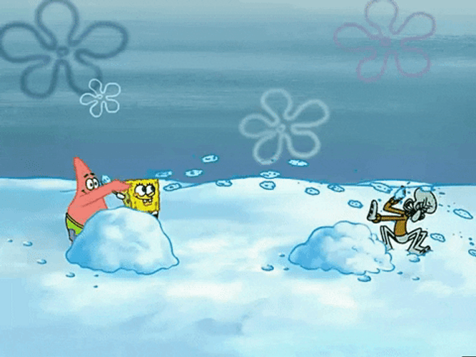 Spongebob Patrick Squidward Snow Fight
