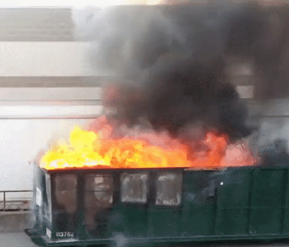 Garbage Dumpster Blazing Fire
