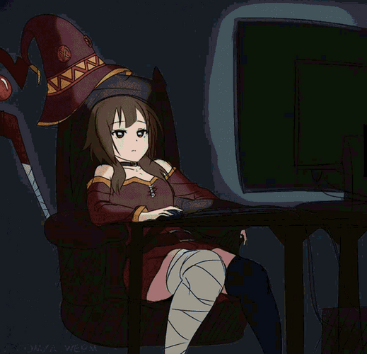 Megumin Watching Computer