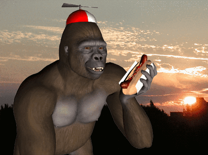 Animated Gorilla With Hotdog