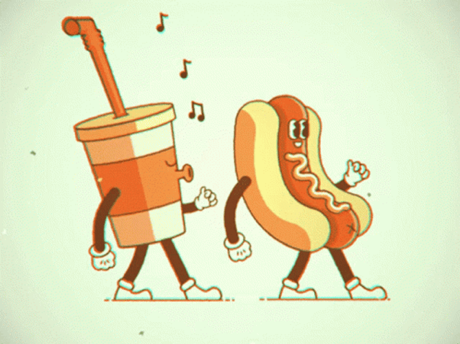 Cartoon Hot Dog And Soda Dancing
