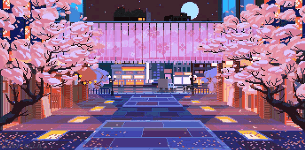 Pixel Art Sakura Street