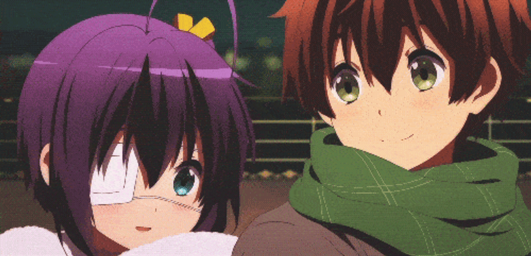 Lauging Anime Couple Yuuta Rikka