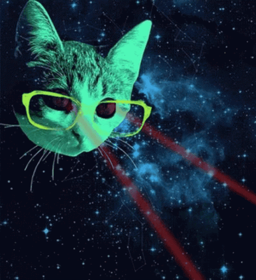 Cute Cat Glasses Space Glitch