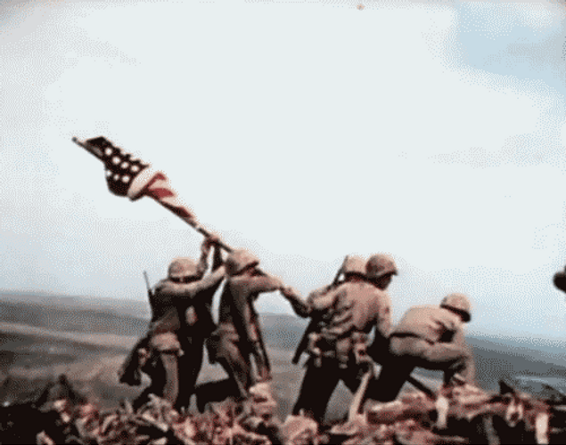 Soldiers Raising Flag During s