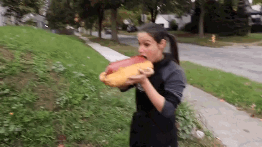 Eating Giant Hot Dog