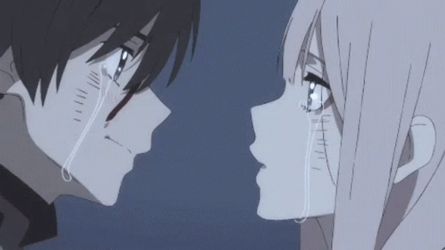 Sad Anime Girl Zero Two Kiss