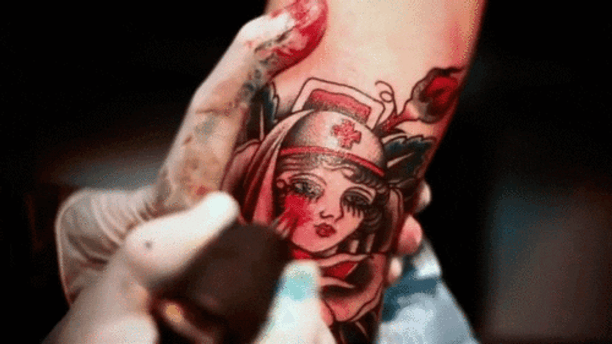 Red Face Nurse Tattoo