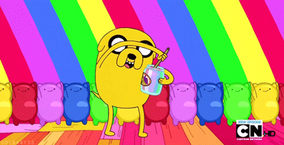 Animated Jake With Rainbow