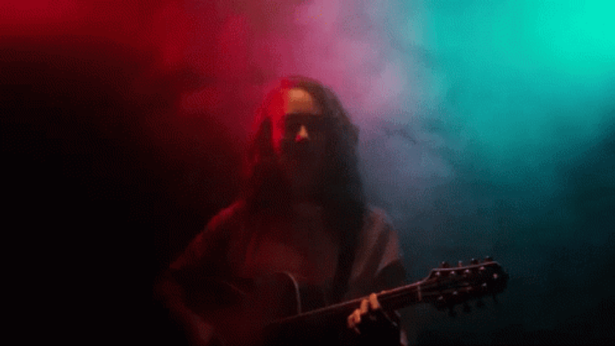Music Guitarist Colored Smoke