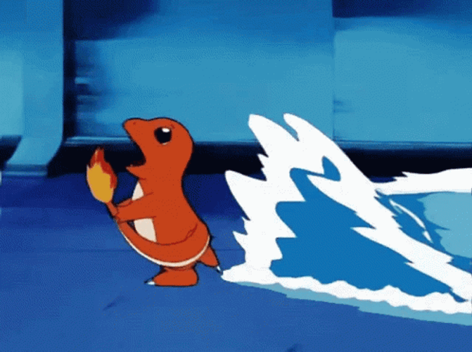 Pokemon Charmander Running From Water