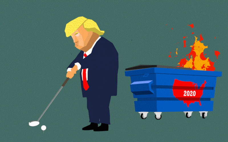 Donald Trump Golfing Dumpster Fire Meme