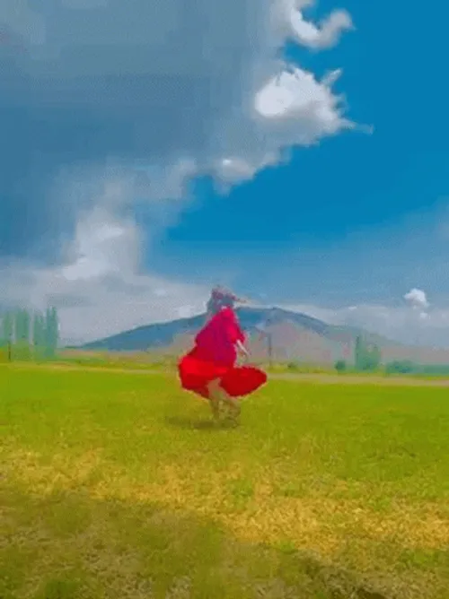 Red Dress In Mountain